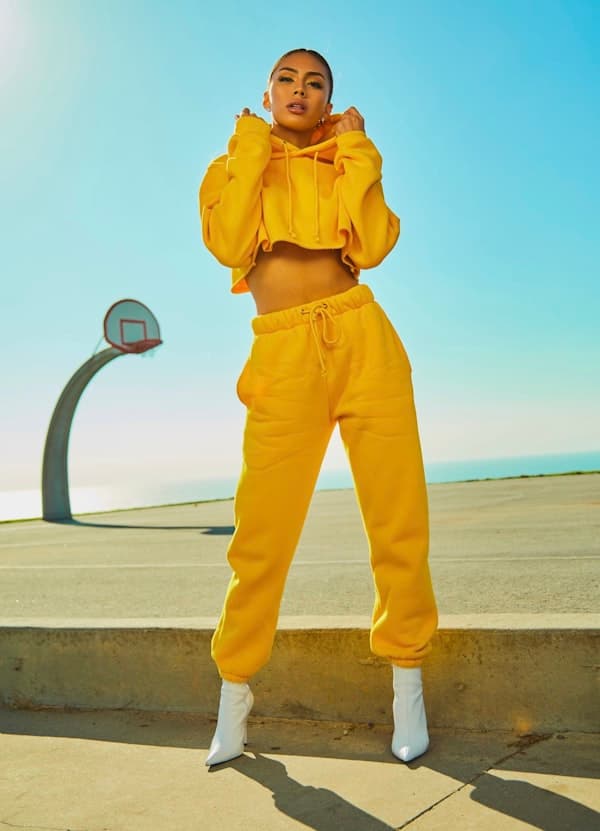 Fashion portrait in a yellow outfit